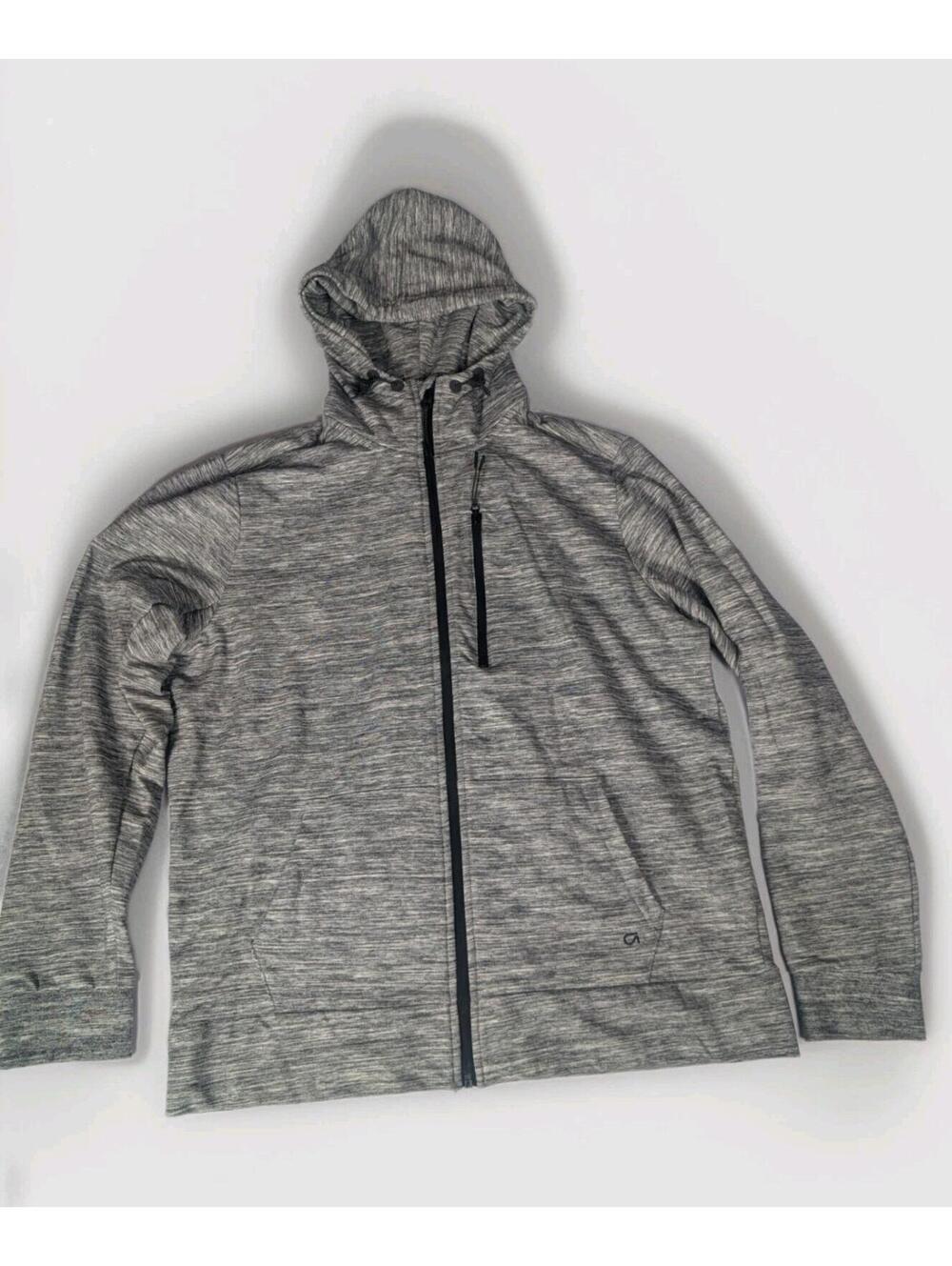 GapFit All-Elements Fleece Full Zip Hoodie Men's Large Gray Space Dye Athletic